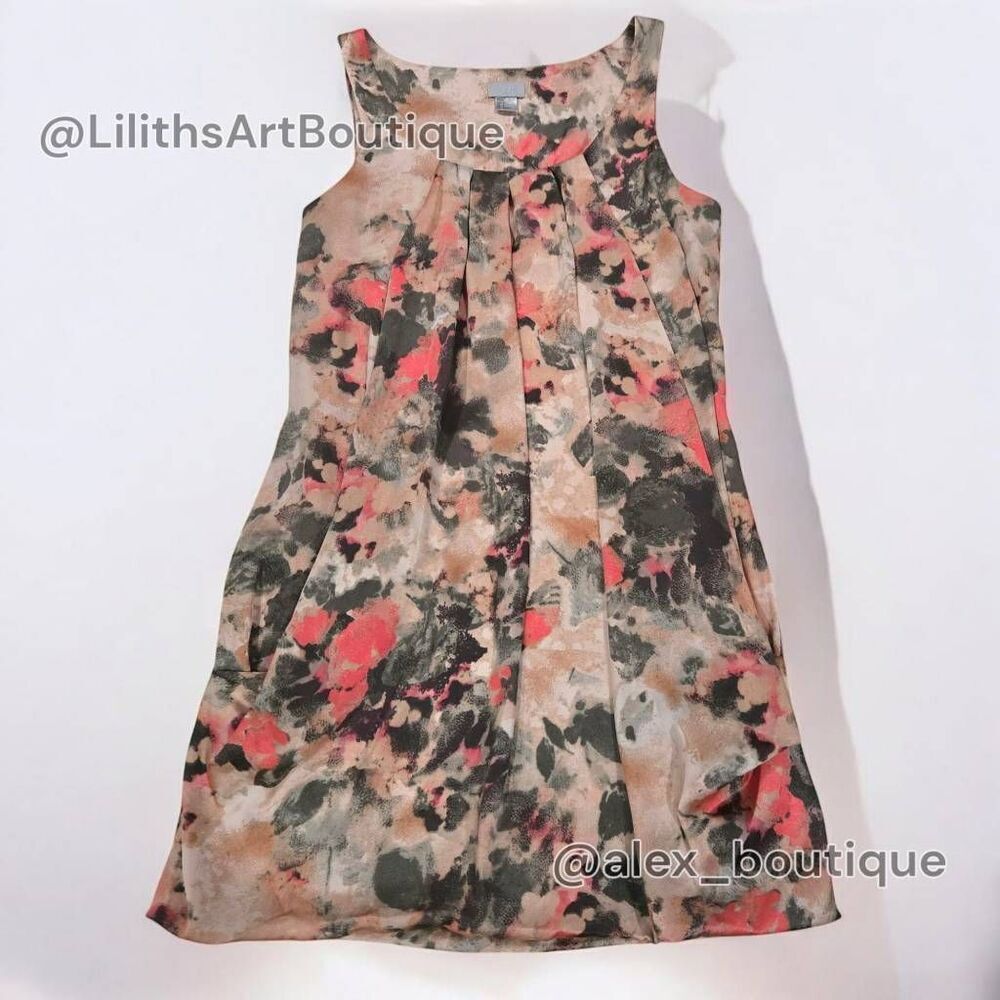 H&M Pleated Floral Watercolor Bubble Drape Stain Dress(C014)-Size 6 for … - Picture 7 of 12